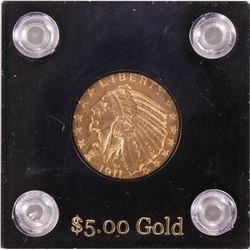 1911 $5 Indian Head Half Eagle Gold Coin