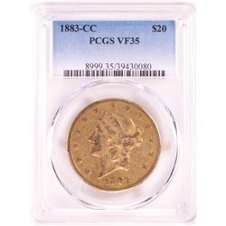 1883-CC $20 Liberty Head Double Eagle Gold Coin PCGS VF35