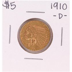 1910-D $5 Indian Head Half Eagle Gold Coin