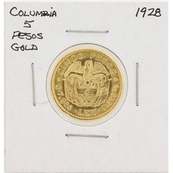 1928 Columbia 5 Pesos Gold Coin