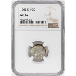 1963-D Roosevelt Dime Coin NGC MS67