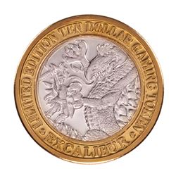 .999 Fine Silver Excalibur Las Vegas, Nevada $10 Limited Edition Gaming Token