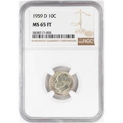1959-D Roosevelt Dime Coin NGC MS65FT