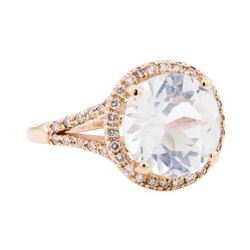 14KT Rose Gold 5.40 ctw Aquamarine And Diamond Ring