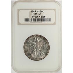 1945-S Walking Liberty Half Dollar Coin NGC MS65