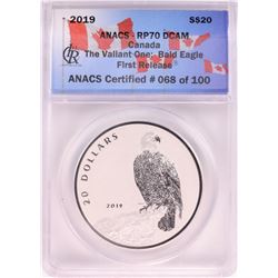 2019 $20 Canada Reverse Proof Valliant One Bald Eagle Silver Coin ANACS RP70 DCAM