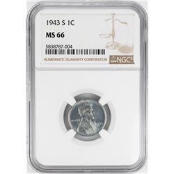 1943-S Steel Lincoln Wheat Cent Coin NGC MS66