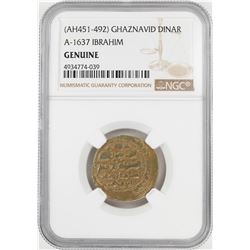 AH451-492 Ghaznavid Dinar A-1637 Ibrahim Gold Coin NGC Genuine