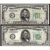 Image 1 : Lot of (2) 1934C $5 Federal Reserve STAR Notes Chicago