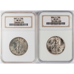 Lot of 1945-D to 1946-D Walking Liberty Half Dollar Coins NGC MS65