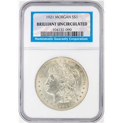 1921 $1 Morgan Silver Dollar Coin NGC Brilliant Uncirculated