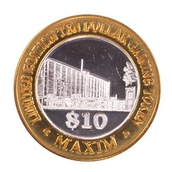 .999 Silver Maxim Hotel & Casino Las Vegas, NV $10 Limited Edition Gaming Token