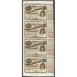 Uncut Sheet of (4) State of Louisiana Baby Bond Obsolete Notes