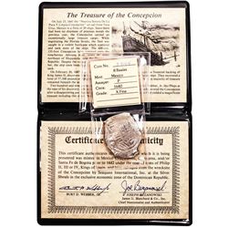 Concepcion Shipwreck 1640 Spanish 8 Reales Silver Cob Coin
