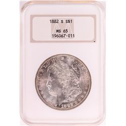 1882-S $1 Morgan Silver Dollar Coin NGC MS65 Old Holder
