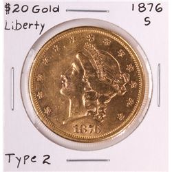 1876-S Type 2 $20 Liberty Head Double Eagle Gold Coin