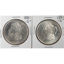 Lot of (2) 1881-S $1 Morgan Silver Dollar Coins