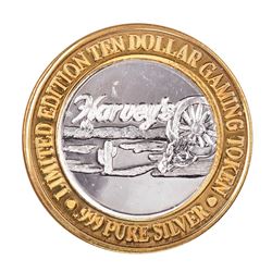 .999 Fine Silver Harveys Resort Lake Tahoe, Nevada $10 Limited Edition Gaming Token