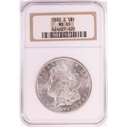 1880-S $1 Morgan Silver Dollar Coin NGC MS65 Old Holder