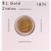 Image 1 : 1874 $1 Indian Princess Head Gold Dollar Coin