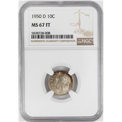 1950-D Roosevelt Dime Coin NGC MS67FT