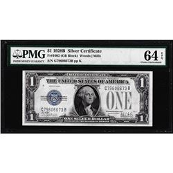 1928B $1 Silver Certificate Note Fr.1602 PMG Choice Uncirculated 64EPQ