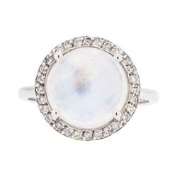 14KT White Gold Lady's 5.00 ctw Moonstone and Diamond Ring