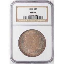 1885 $1 Morgan Silver Dollar NGC MS65 Nice Toning