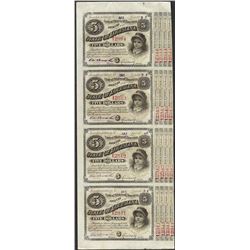 Uncut Sheet of (4) State of Louisiana Baby Bond Obsolete Notes