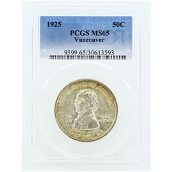 1925 Vancouver Commemorative Half Dollar Coin PCGS MS65