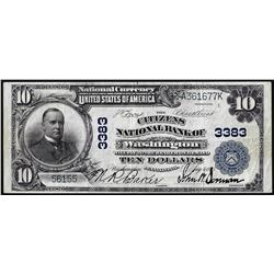 1902 PB $10 Citizens NB of Washington, Pennsylvania CH# 3383 National Currency Note