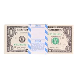 Pack of (100) Consecutive 2017 $1 Federal Reserve STAR Notes Dallas