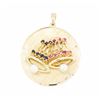 Image 1 : 14KT Yellow Gold 0.40 ctw Ruby and Sapphire Disc Pendant