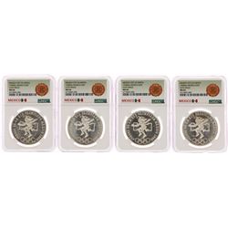 Lot of (4) 1968Mo Mexico 25 Pesos Olympics Commemorative Silver Coins NGC MS66