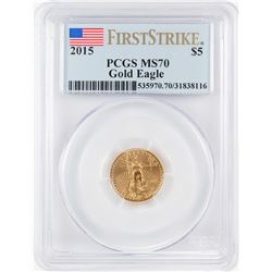 2015 $5 American Gold Eagle Coin PCGS MS70 First Strike