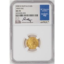 2008-W $5 American Buffalo Gold Coin NGC MS70 Edmund C. Moy Signature