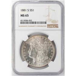 1881-S $1 Morgan Silver Dollar NGC MS65 Nice Toning