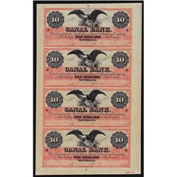 Uncut Sheet of $10 Canal Bank New Orleans Obsolete Notes
