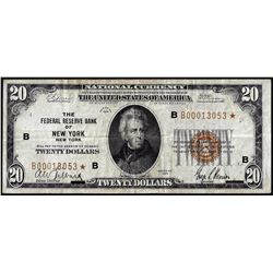 1929 $20 Federal Reserve Bank STAR Note New York