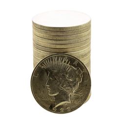 Roll of (20) Brilliant Uncirculated 1923 $1 Peace Silver Dollar Coins
