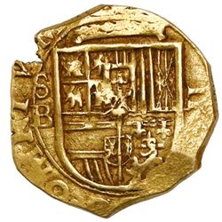 Seville, Spain, cob 2 escudos, Philip II or III, assayer B, OMNIVM in legend.