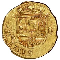 Madrid, Spain, cob 8 escudos, Philip IV, 1642B, retrograde 4 in date, no stops in obverse legend, ra