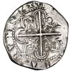 Image 2 : Seville, Spain, cob 8 reales, Philip II, assayer Gothic D at 4 o'clock outside tressure on reverse, 