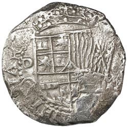 Potosi, Bolivia, cob 8 reales, Philip III, assayer Q, Grade 1, ex-Hebert.
