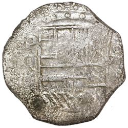 Potosi, Bolivia, cob 8 reales, Philip III, assayer Q, Grade 1 (tag missing).