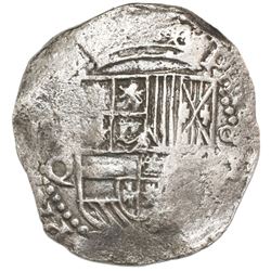 Potosi, Bolivia, cob 8 reales, Philip III, assayer Q, Grade 1.