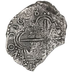 Potosi, Bolivia, cob 8 reales, 1618PAL, rare, Grade 3.