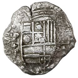 Potosi, Bolivia, cob 8 reales, Philip III, assayer T, Grade 2.