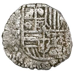 Potosi, Bolivia, cob 4 reales, Philip III, assayer T, Grade 3.