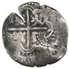 Image 2 : Potosi, Bolivia, cob 8 reales, (1649)O, with crown-alone (rare type) countermark on cross side.